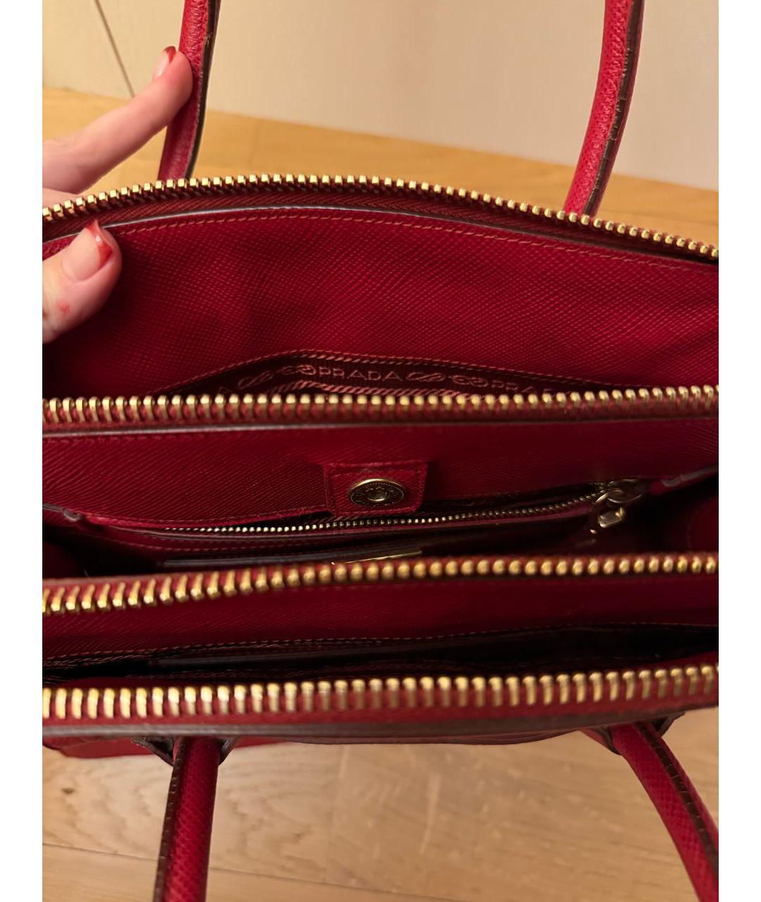 PRADA Красная кожаная сумка тоут, фото 4