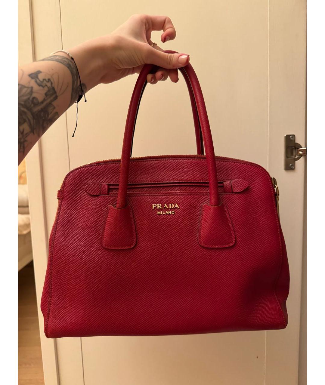 PRADA Красная кожаная сумка тоут, фото 9