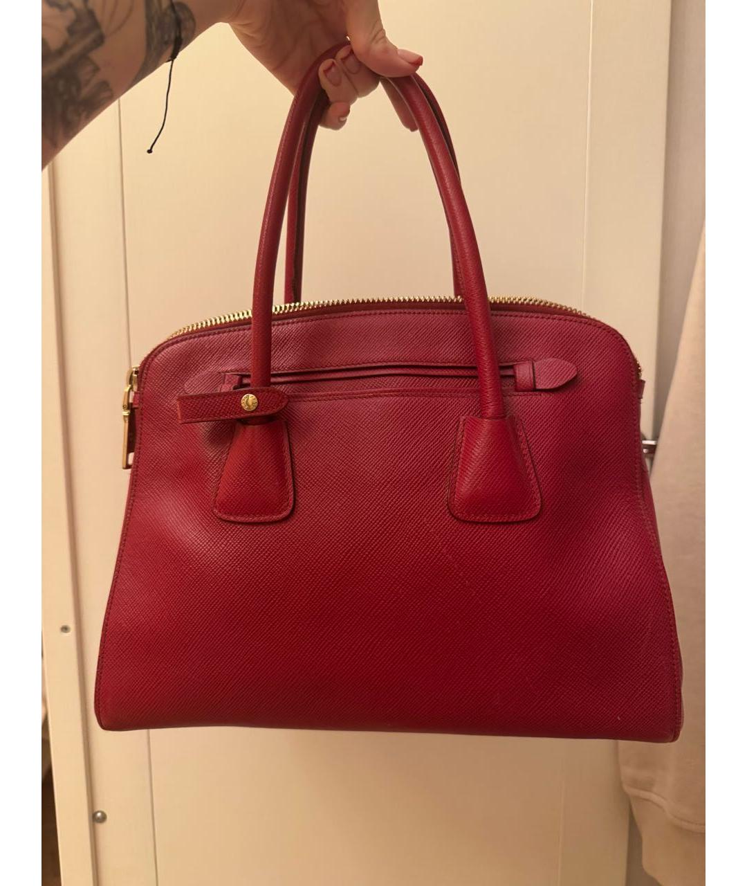 PRADA Красная кожаная сумка тоут, фото 3