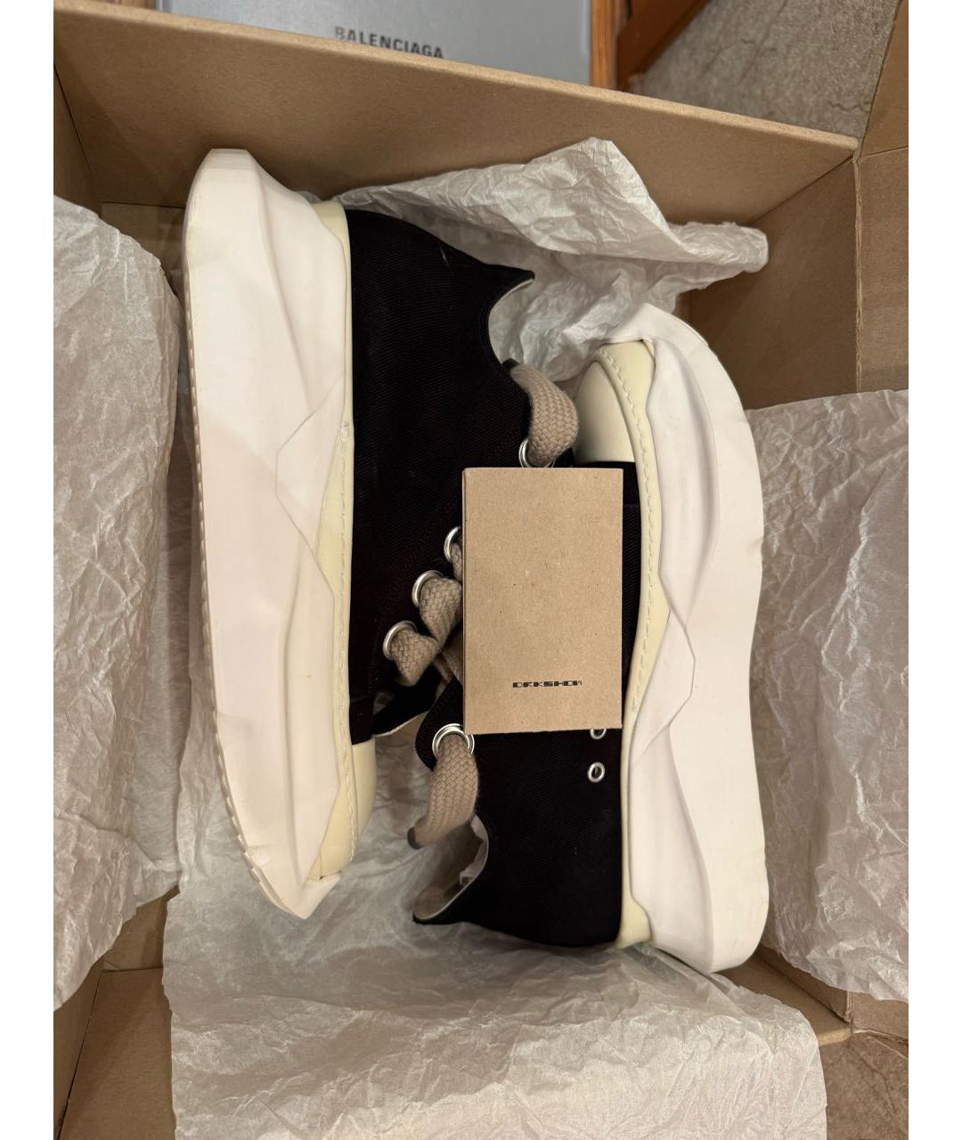 RICK OWENS Черные резиновые низкие кроссовки / кеды, фото 6