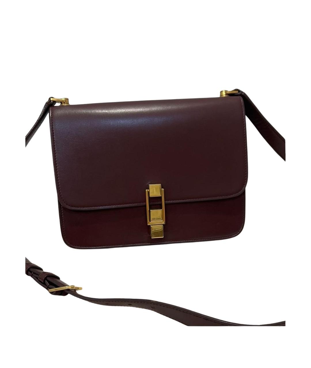 SAINT LAURENT Бордовая кожаная сумка через плечо, фото 1