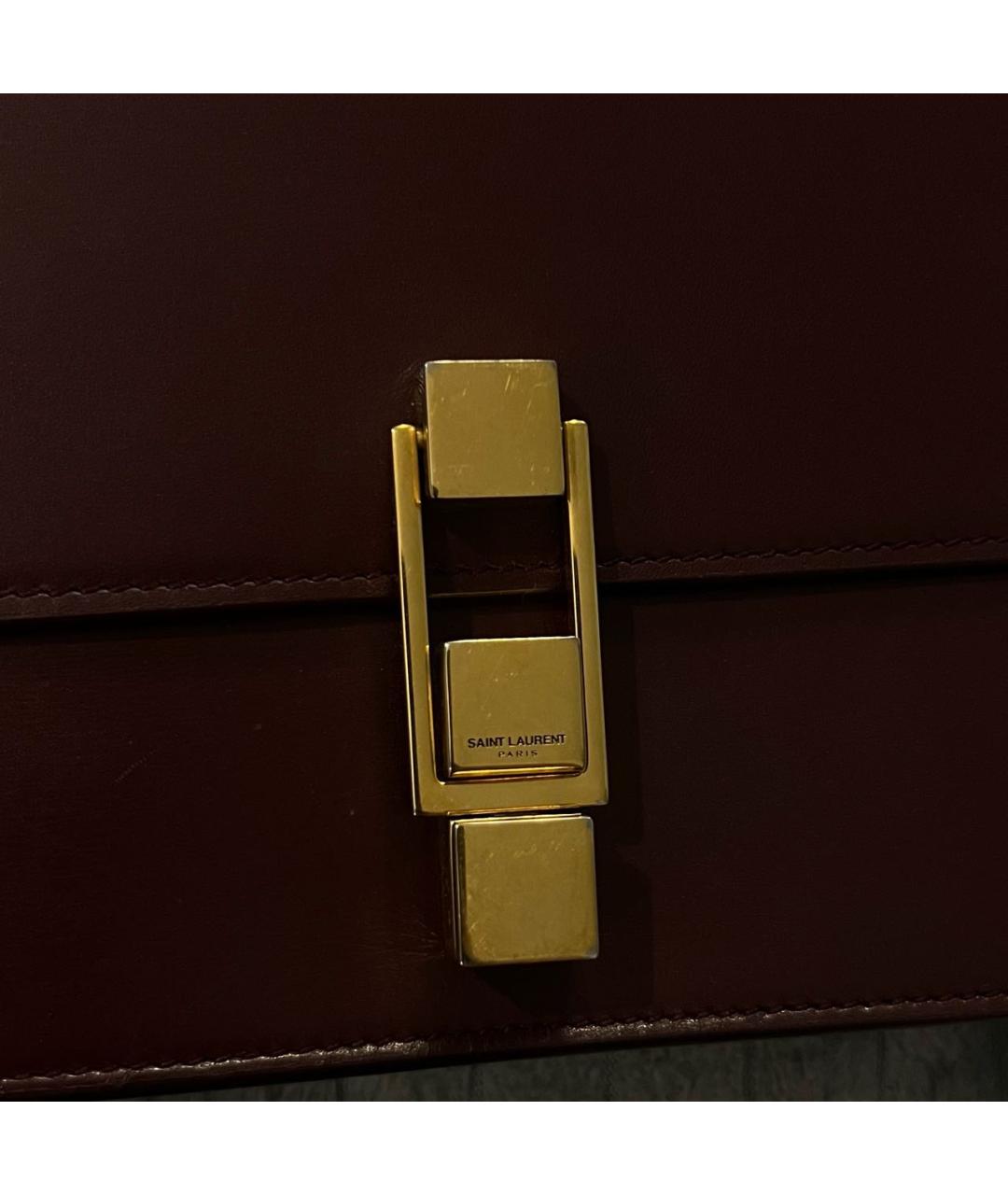 SAINT LAURENT Бордовая кожаная сумка через плечо, фото 8