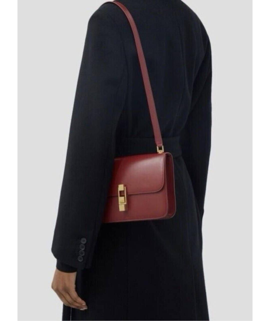 SAINT LAURENT Бордовая кожаная сумка через плечо, фото 6