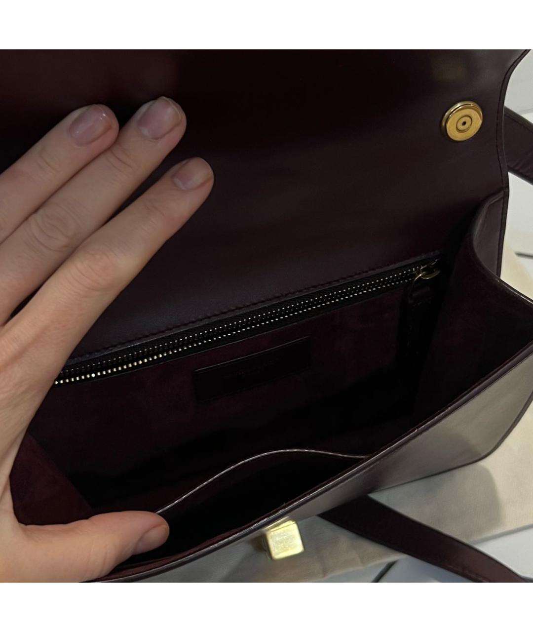 SAINT LAURENT Бордовая кожаная сумка через плечо, фото 4