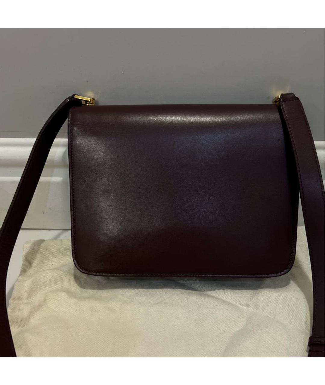SAINT LAURENT Бордовая кожаная сумка через плечо, фото 3