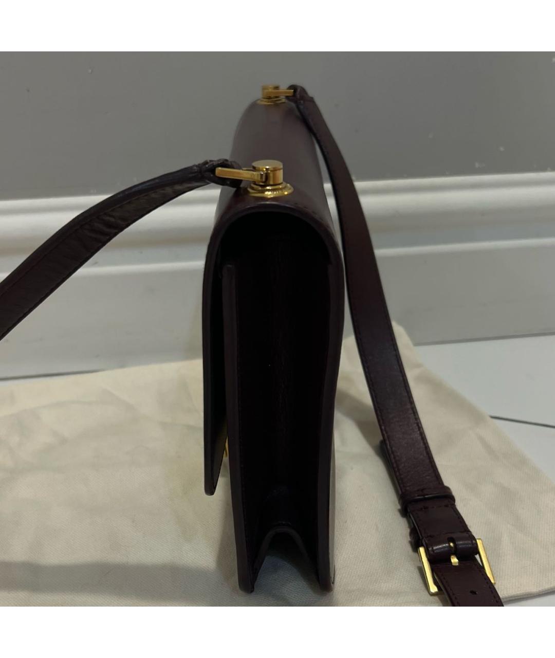 SAINT LAURENT Бордовая кожаная сумка через плечо, фото 2