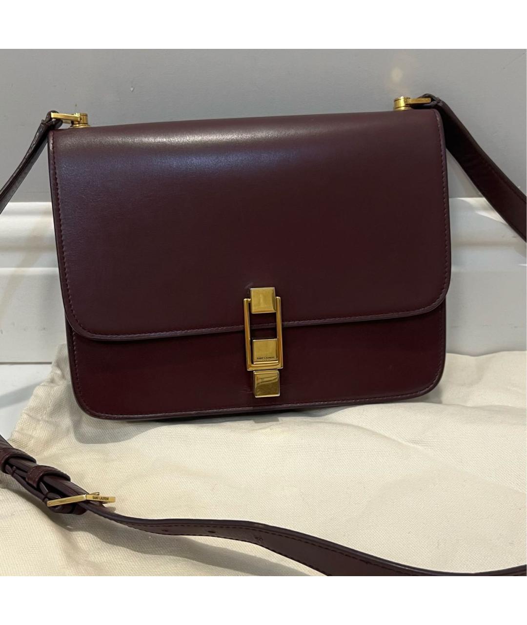 SAINT LAURENT Бордовая кожаная сумка через плечо, фото 5