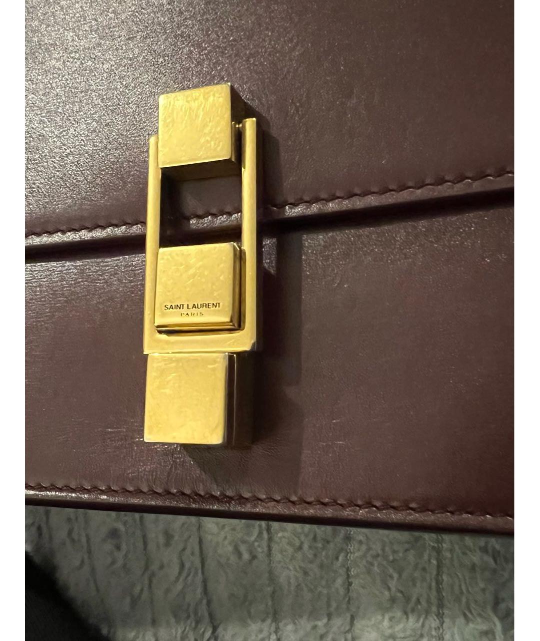 SAINT LAURENT Бордовая кожаная сумка через плечо, фото 7