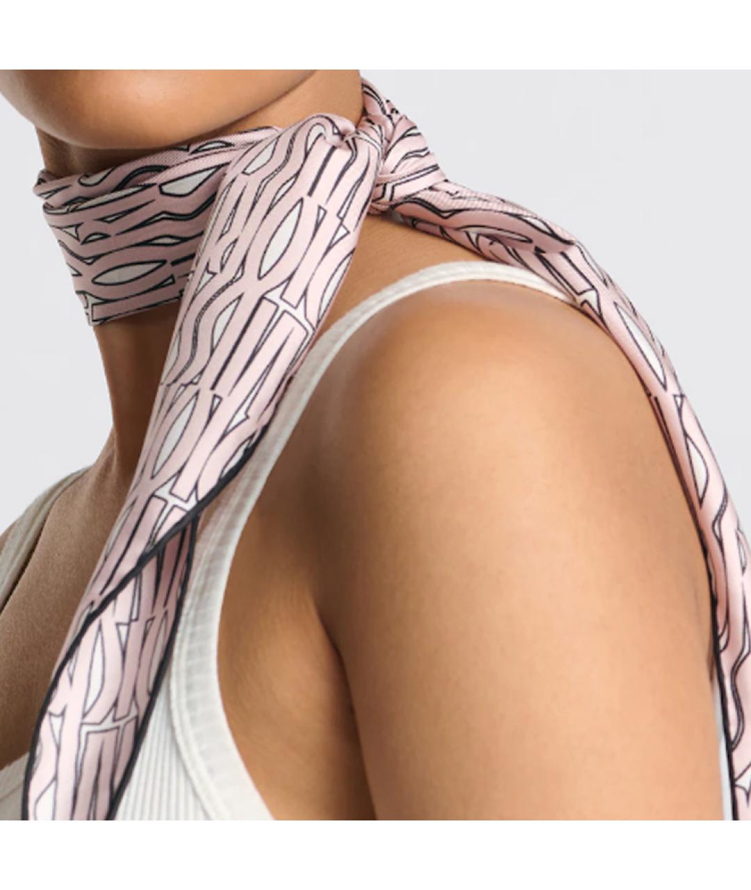 CHRISTIAN DIOR Розовый шелковый шарф, фото 2