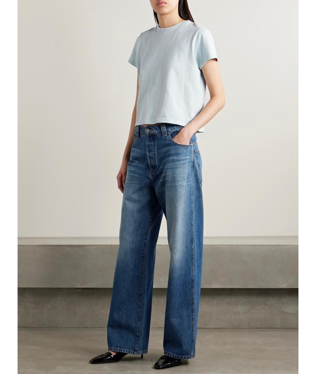 KHAITE Синие хлопковые прямые джинсы, фото 2
