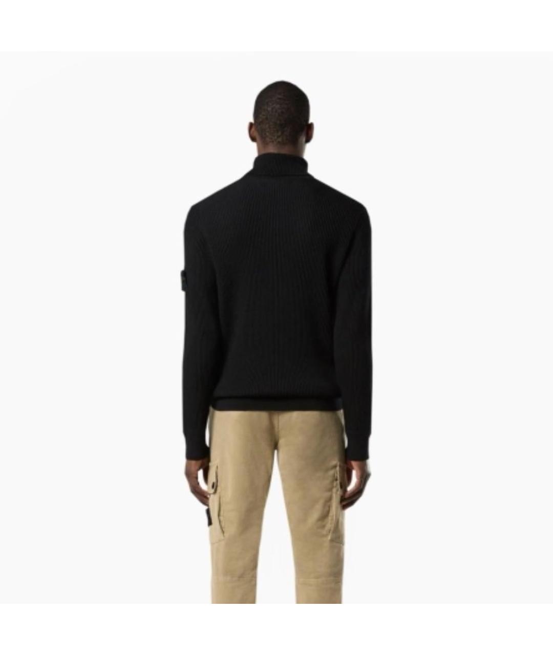 STONE ISLAND Черная шерстяная водолазка, фото 5