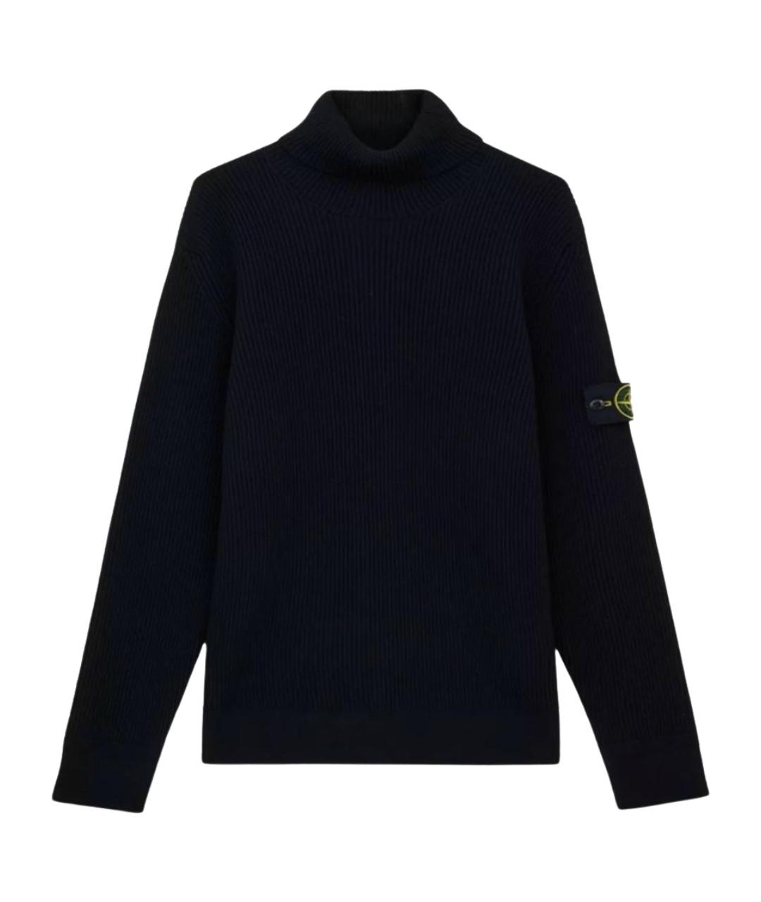 STONE ISLAND Черная шерстяная водолазка, фото 1