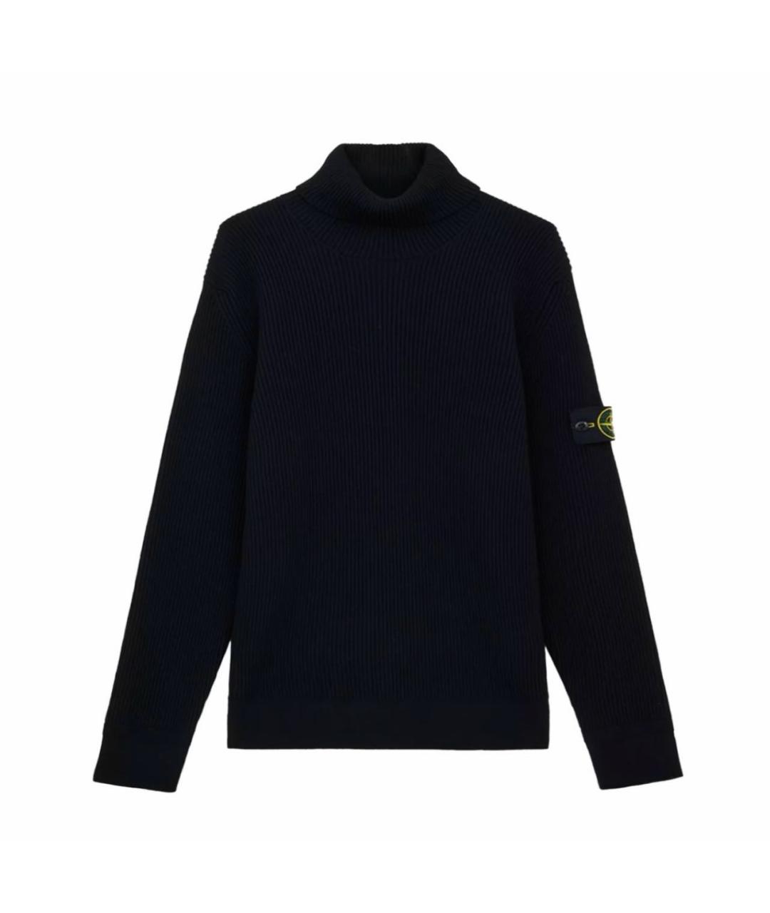 STONE ISLAND Черная шерстяная водолазка, фото 6