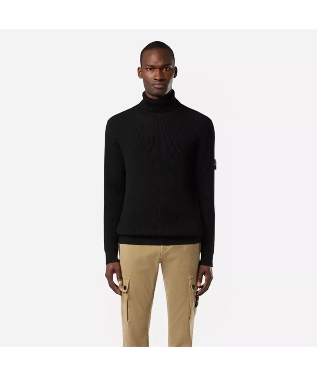 STONE ISLAND Черная шерстяная водолазка, фото 3