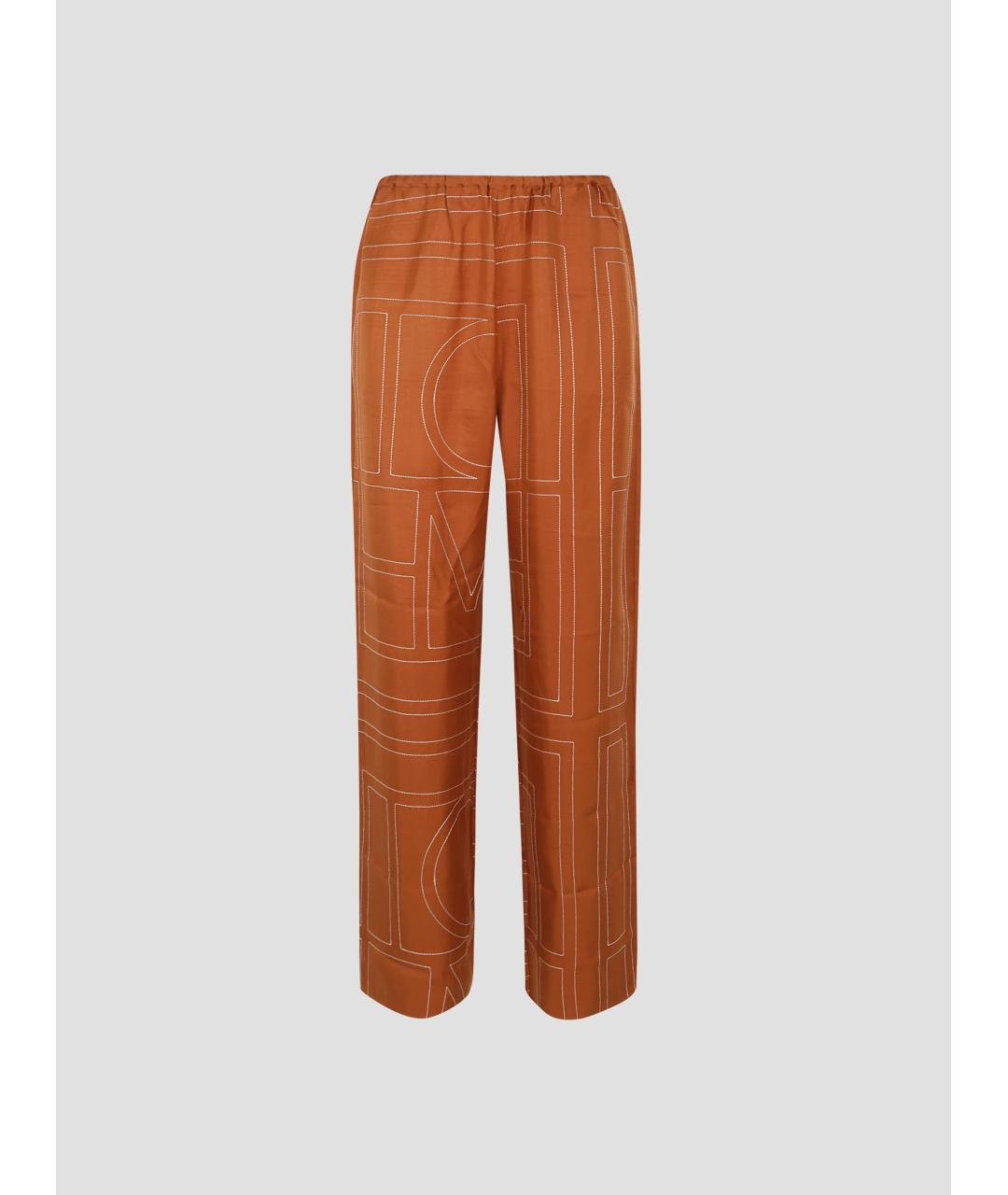 TOTEME Оранжевое шелковые прямые брюки, фото 4