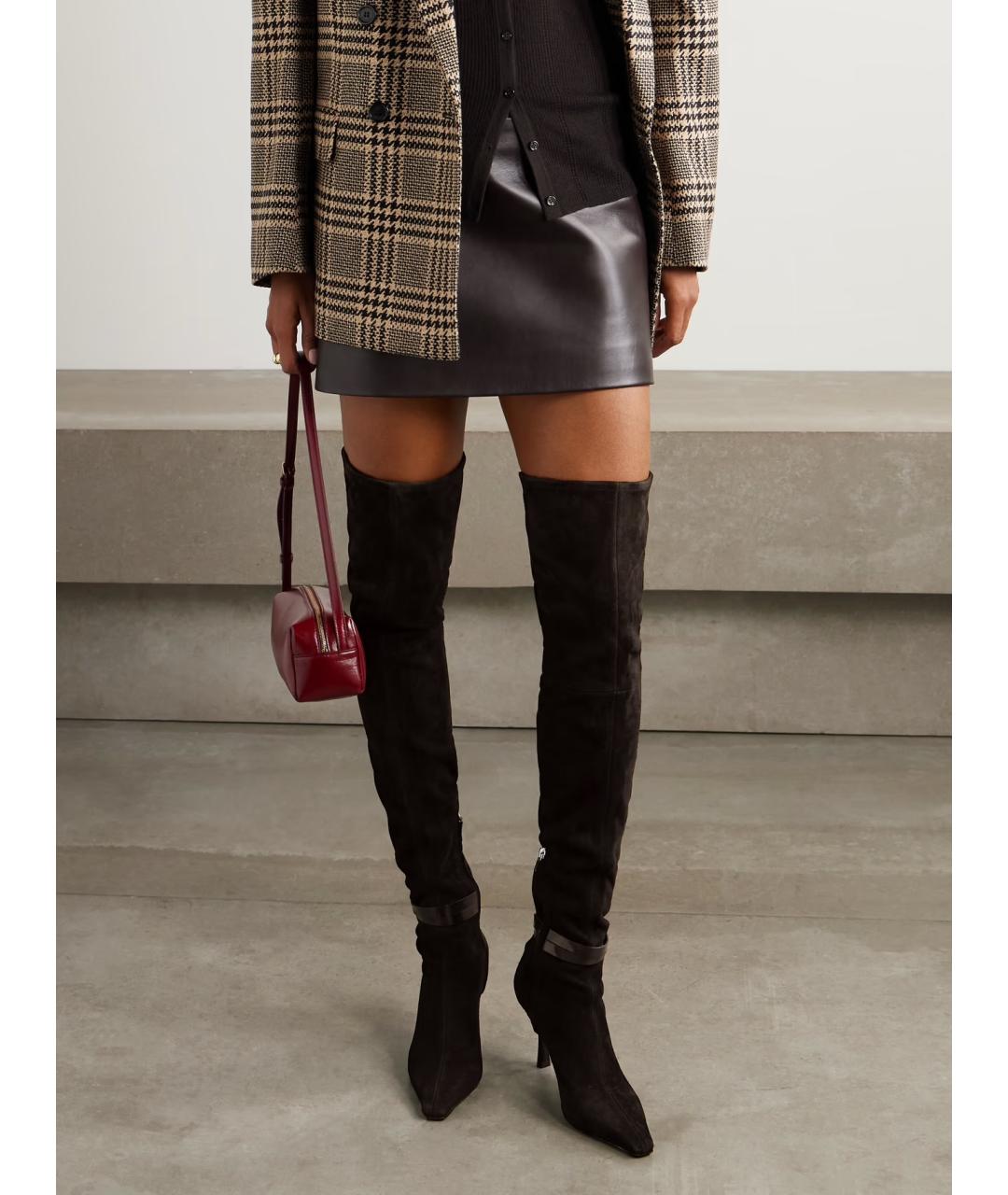 JIMMY CHOO Коричневые замшевые ботфорты, фото 2