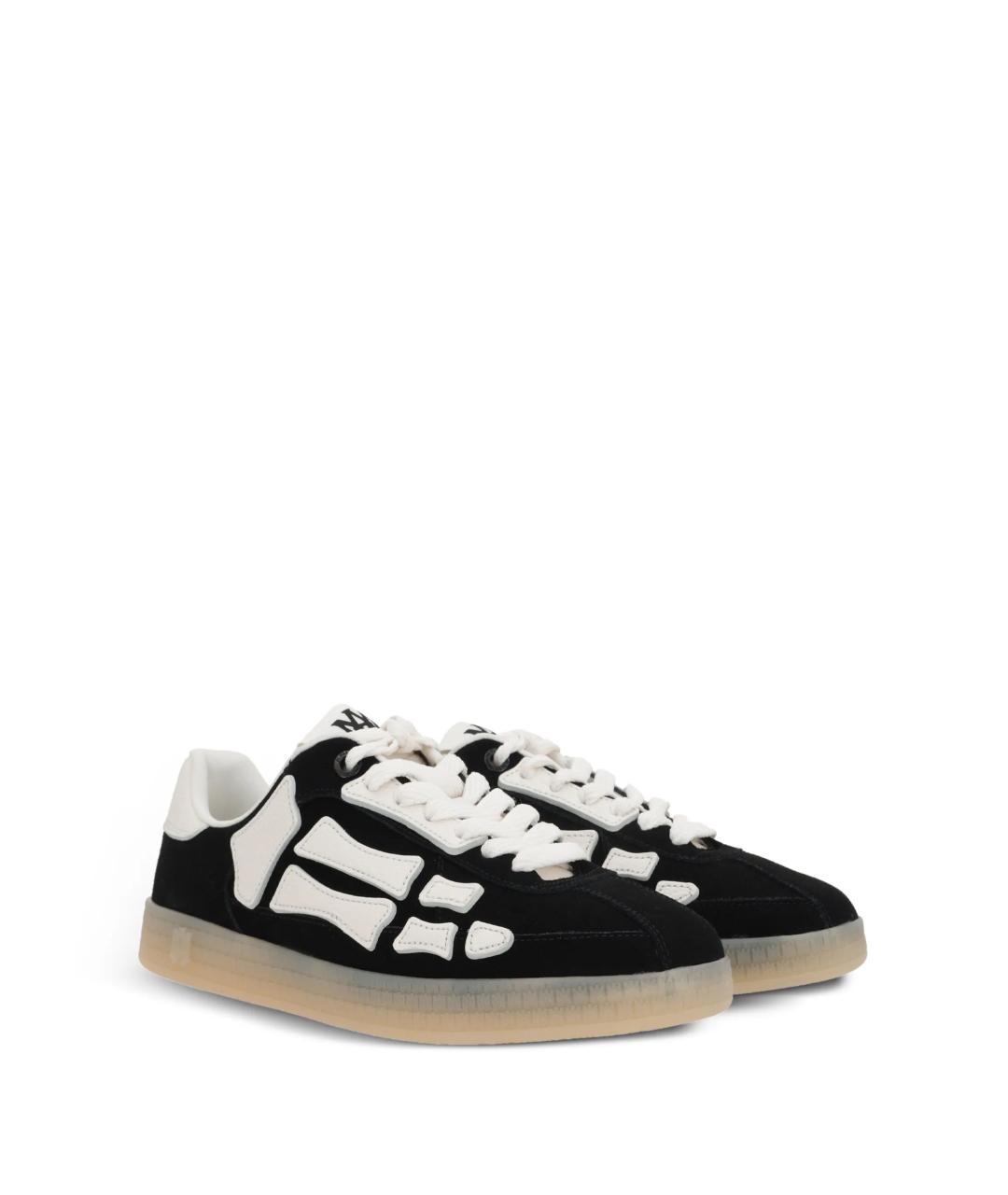 AMIRI Черные кожаные низкие кроссовки / кеды, фото 2