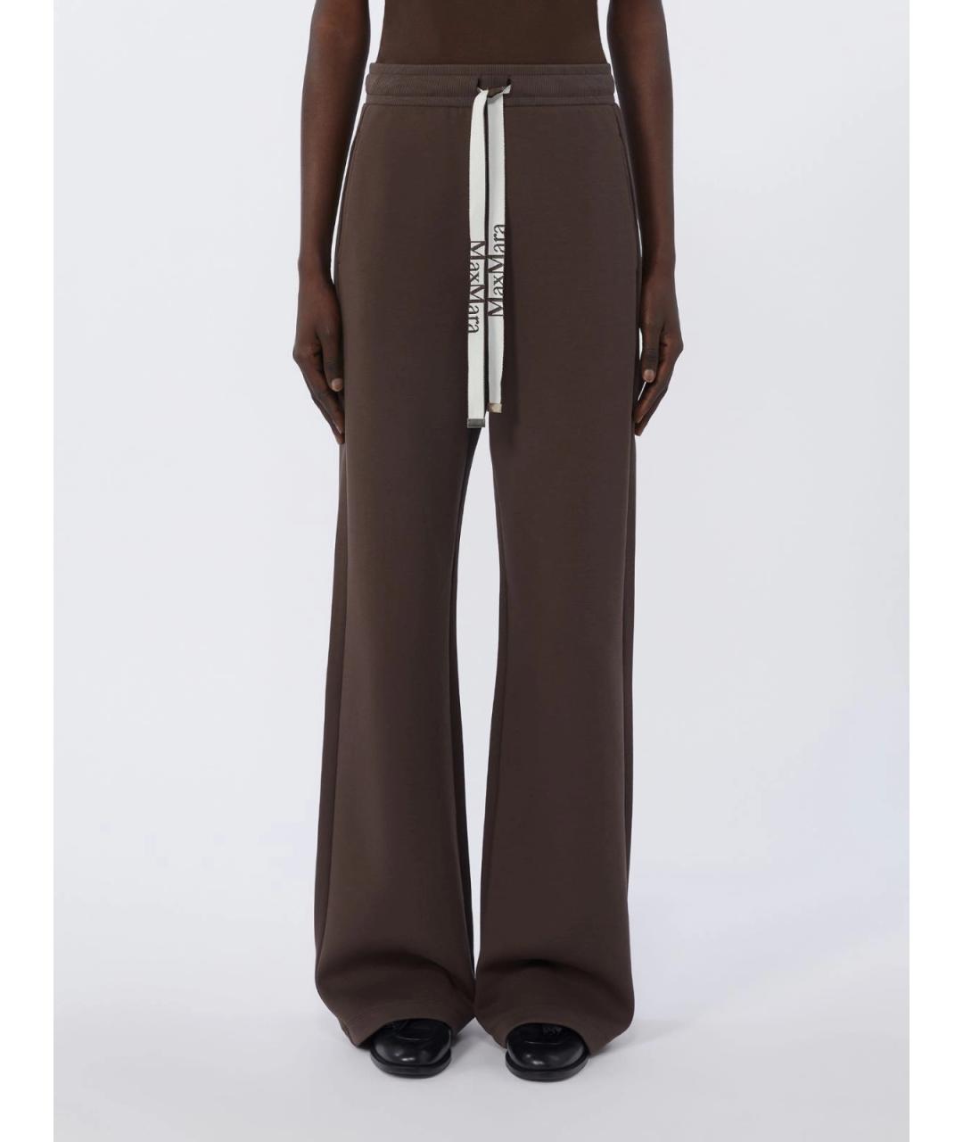 'S MAX MARA Коричневые хлопковые прямые брюки, фото 3