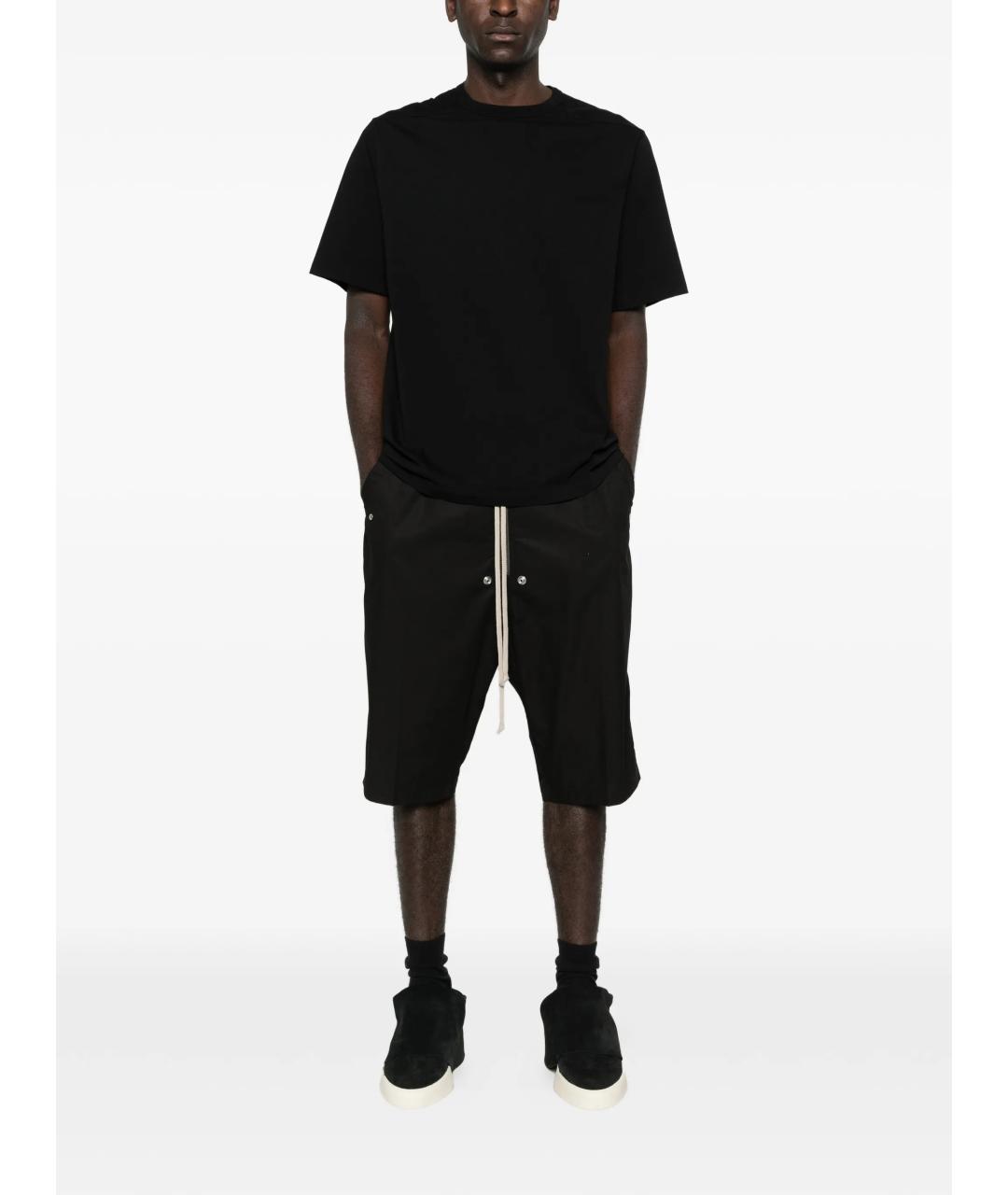 RICK OWENS Черная хлопковая футболка, фото 2