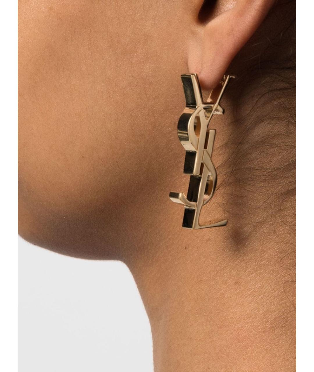 SAINT LAURENT Золотые латунные серьги, фото 3