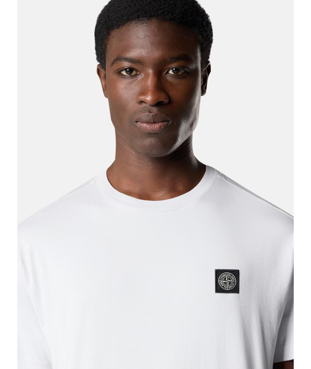STONE ISLAND Белая хлопковая футболка, фото 3