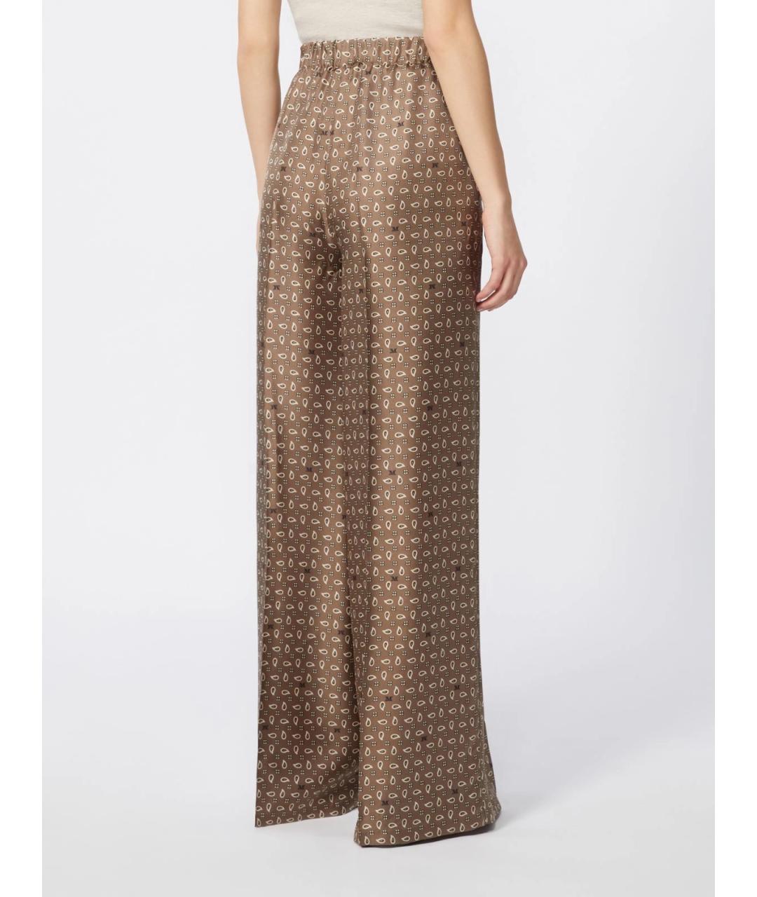 MAX MARA Коричневые шелковые прямые брюки, фото 4