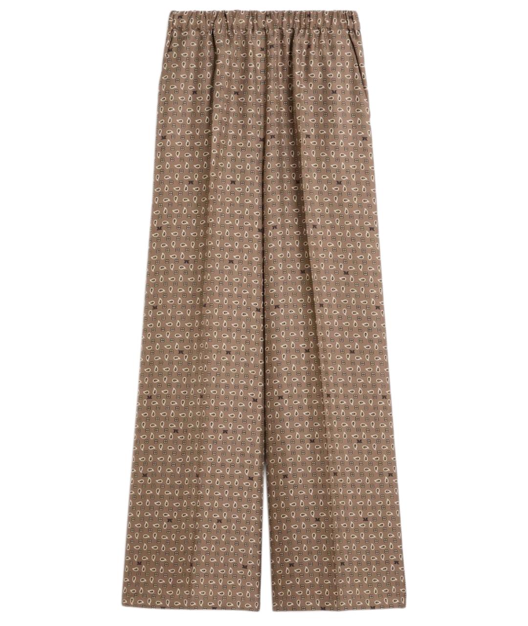 MAX MARA Коричневые шелковые прямые брюки, фото 1