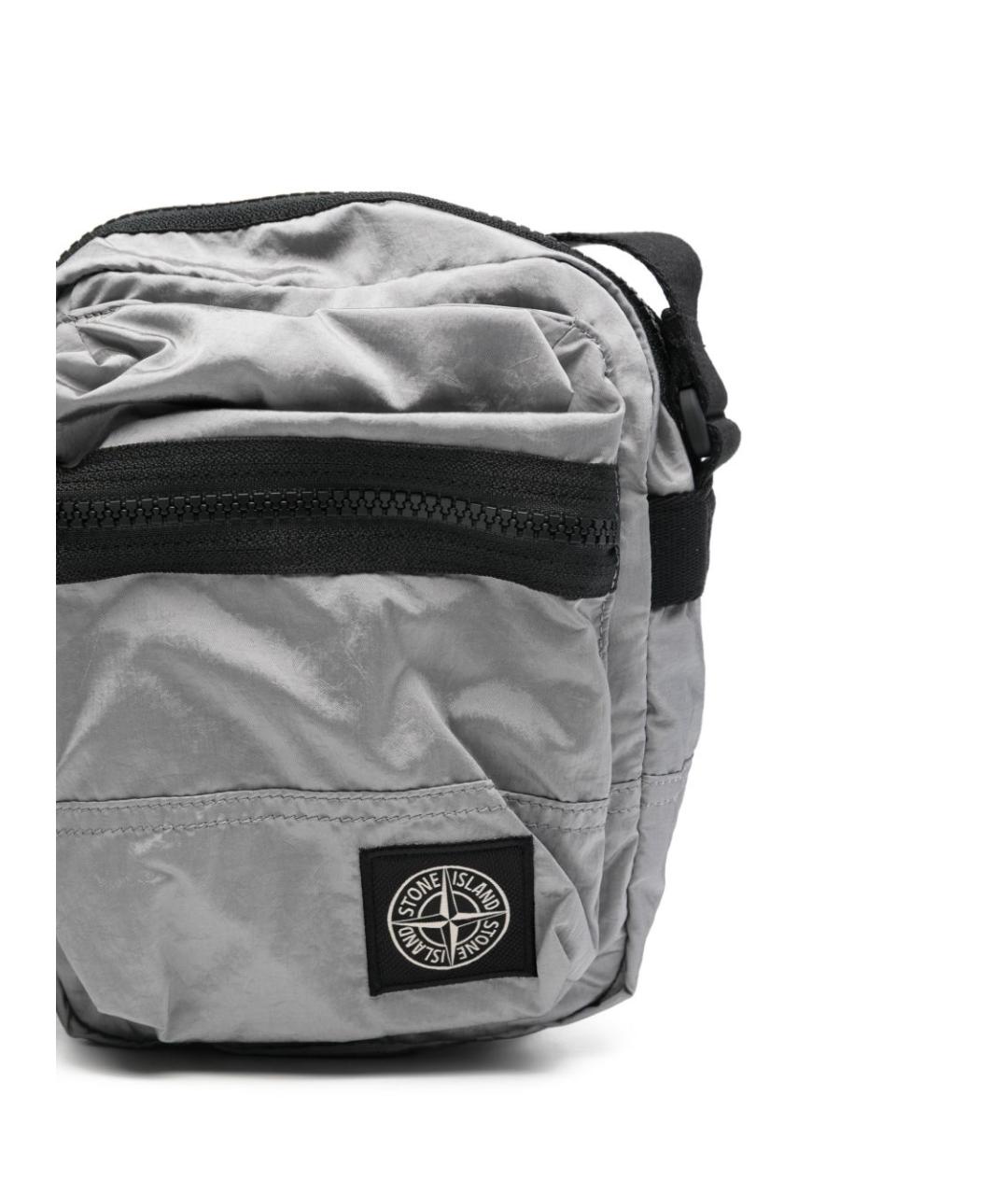STONE ISLAND Серая тканевая сумка на плечо, фото 4