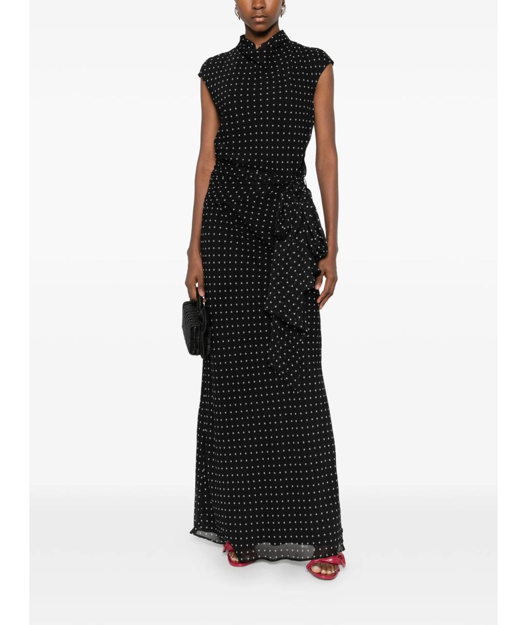 ROTATE Черное полиэстеровое повседневное платье, фото 2