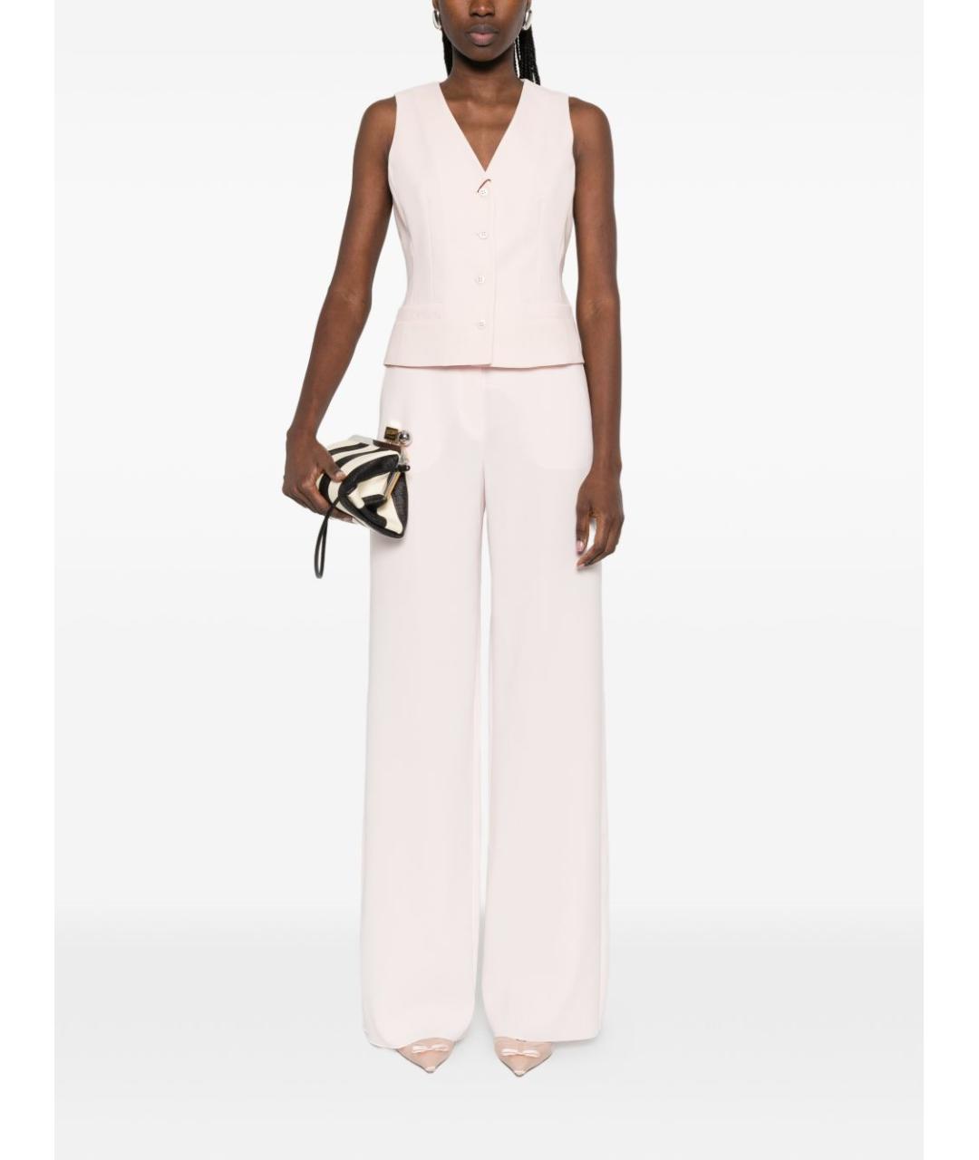 MAX MARA STUDIO Розовые ацетатные прямые брюки, фото 2
