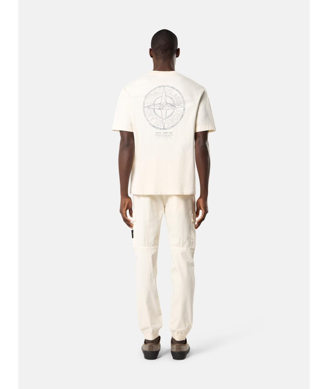 STONE ISLAND Белая хлопковая футболка, фото 2