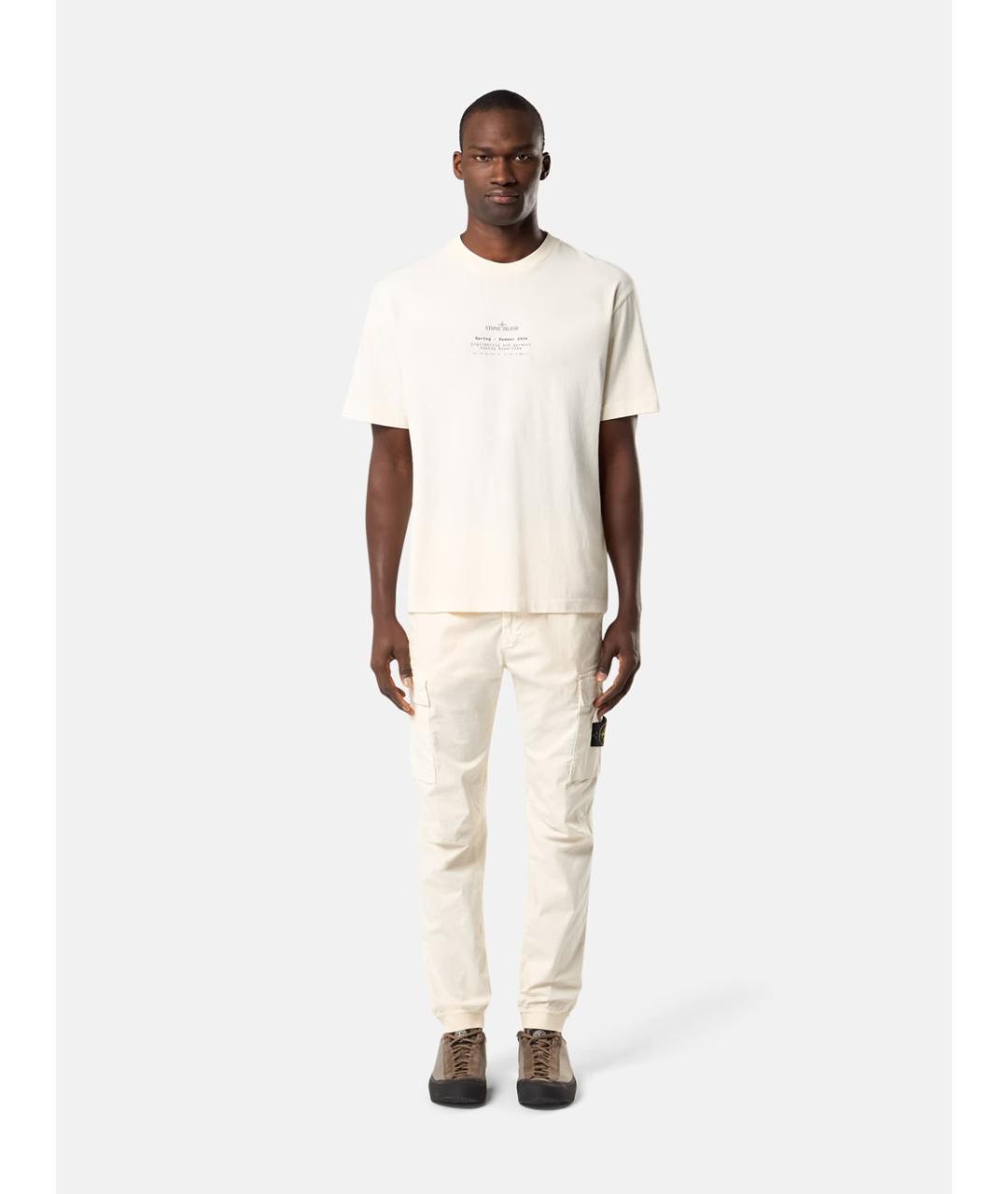 STONE ISLAND Белая хлопковая футболка, фото 3