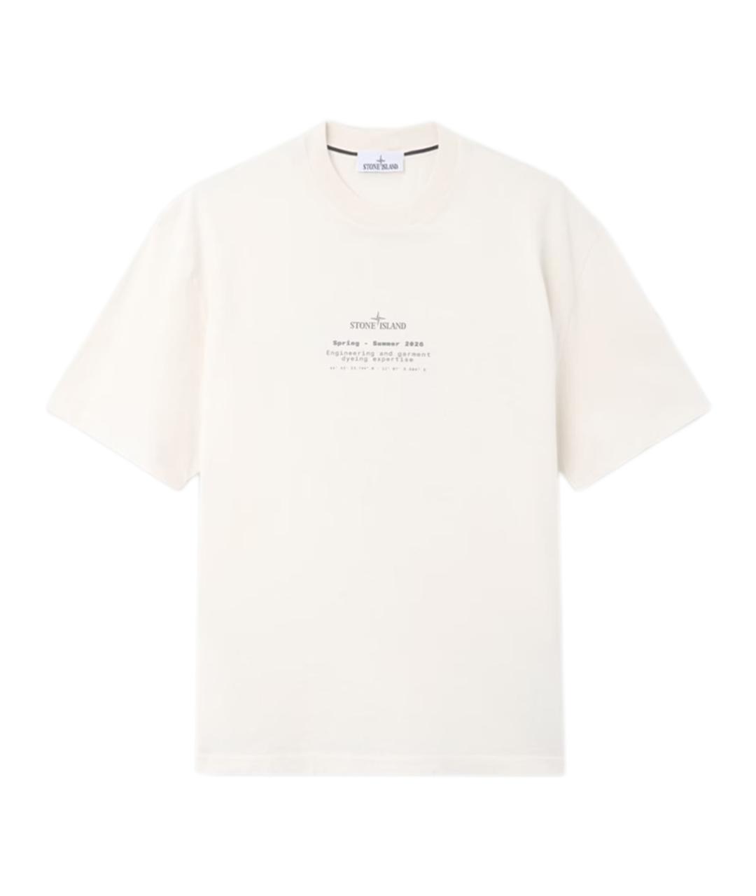 STONE ISLAND Белая хлопковая футболка, фото 1