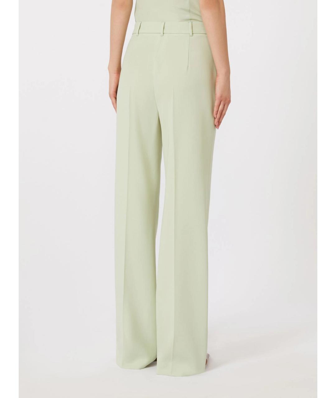 MAX MARA STUDIO Зеленые шерстяные прямые брюки, фото 4