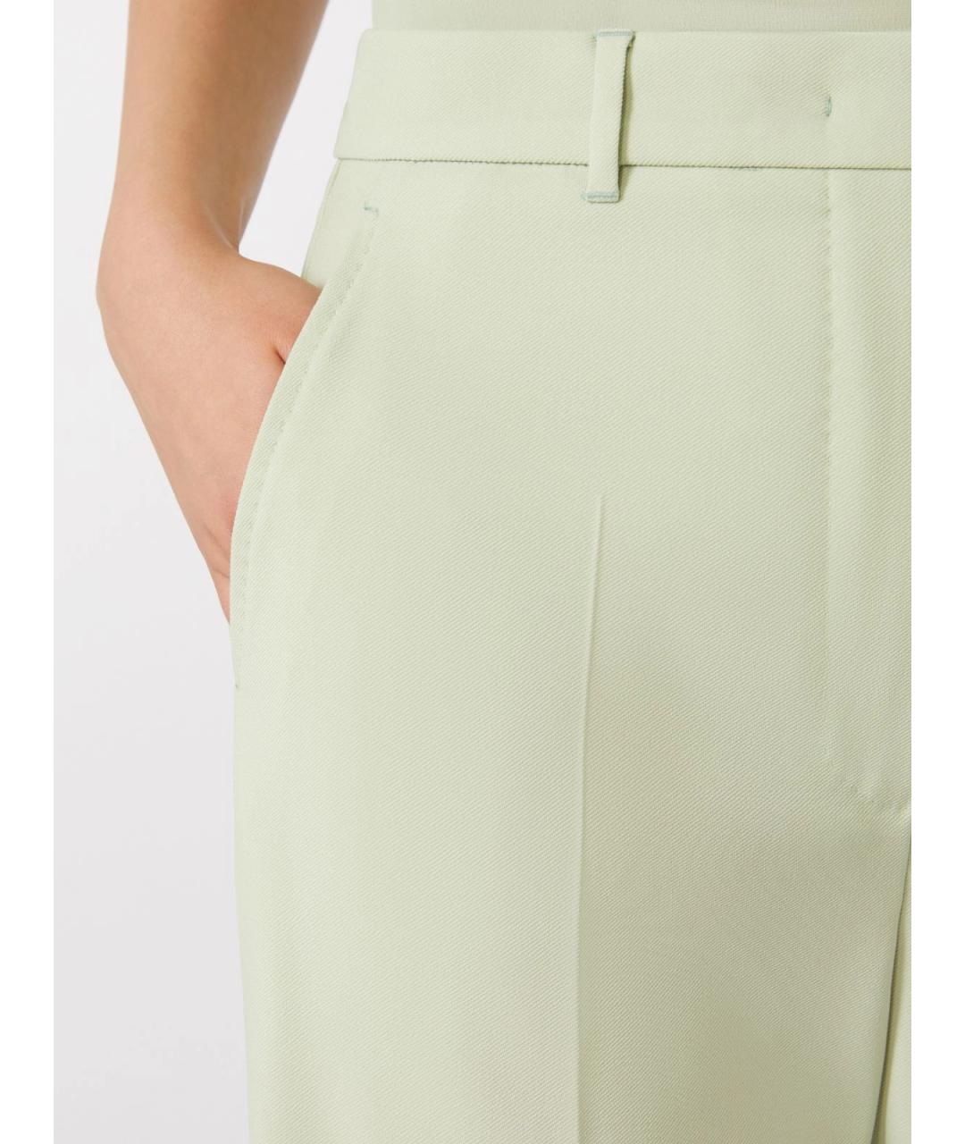 MAX MARA STUDIO Зеленые шерстяные прямые брюки, фото 5