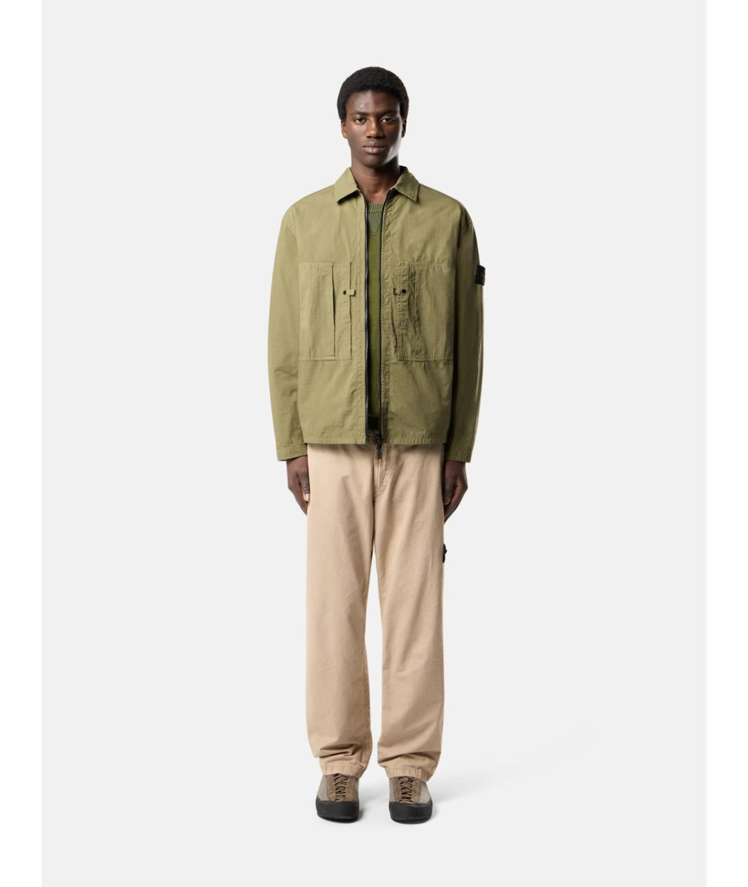STONE ISLAND Зеленая хлопковая куртка, фото 2