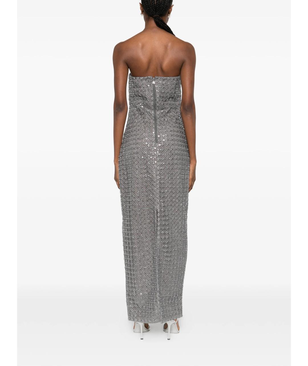 ROTATE Серое полиэстеровое вечернее платье, фото 4