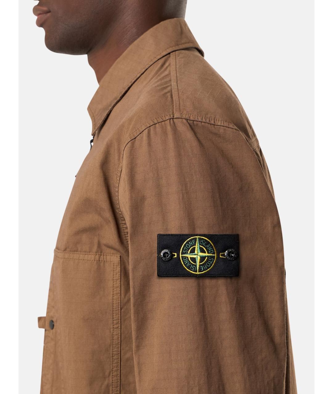 STONE ISLAND Коричневая хлопковая куртка, фото 4