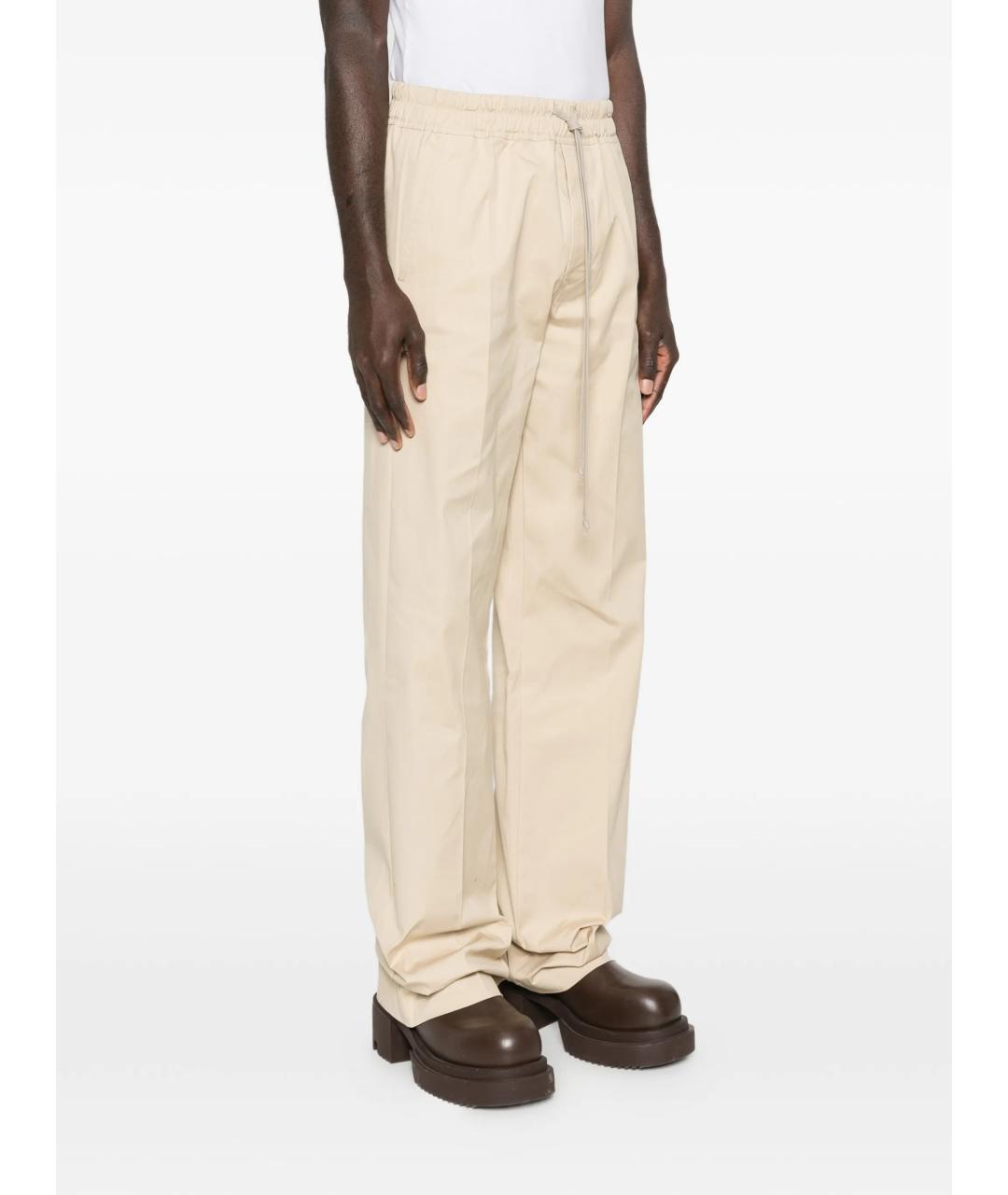 RICK OWENS Бежевые хлопко-эластановые повседневные брюки, фото 3