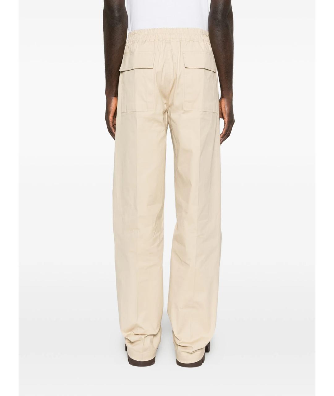 RICK OWENS Бежевые хлопко-эластановые повседневные брюки, фото 4