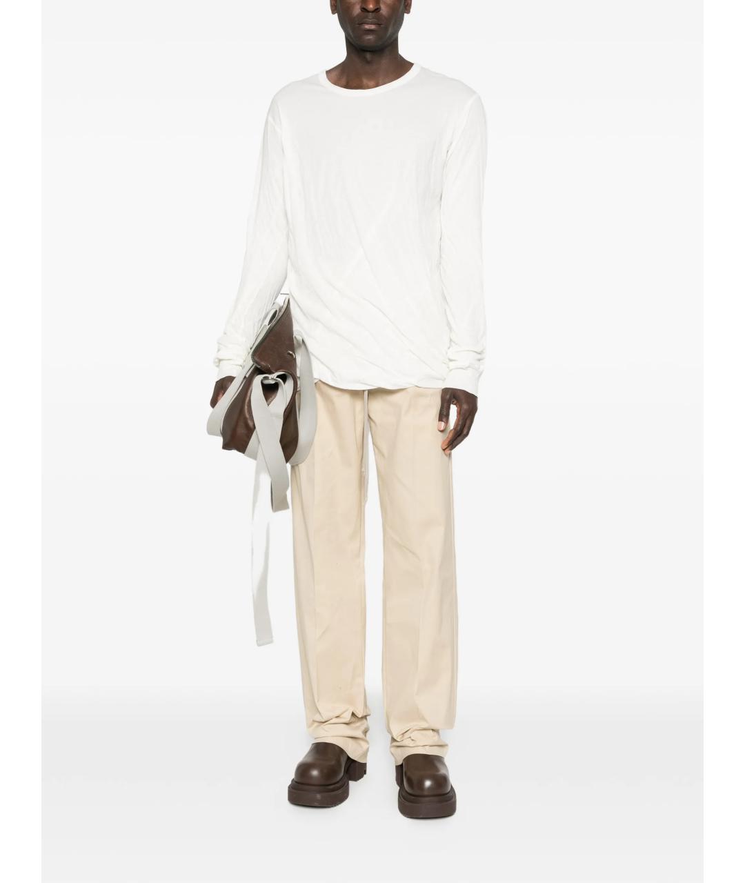 RICK OWENS Бежевые хлопко-эластановые повседневные брюки, фото 2