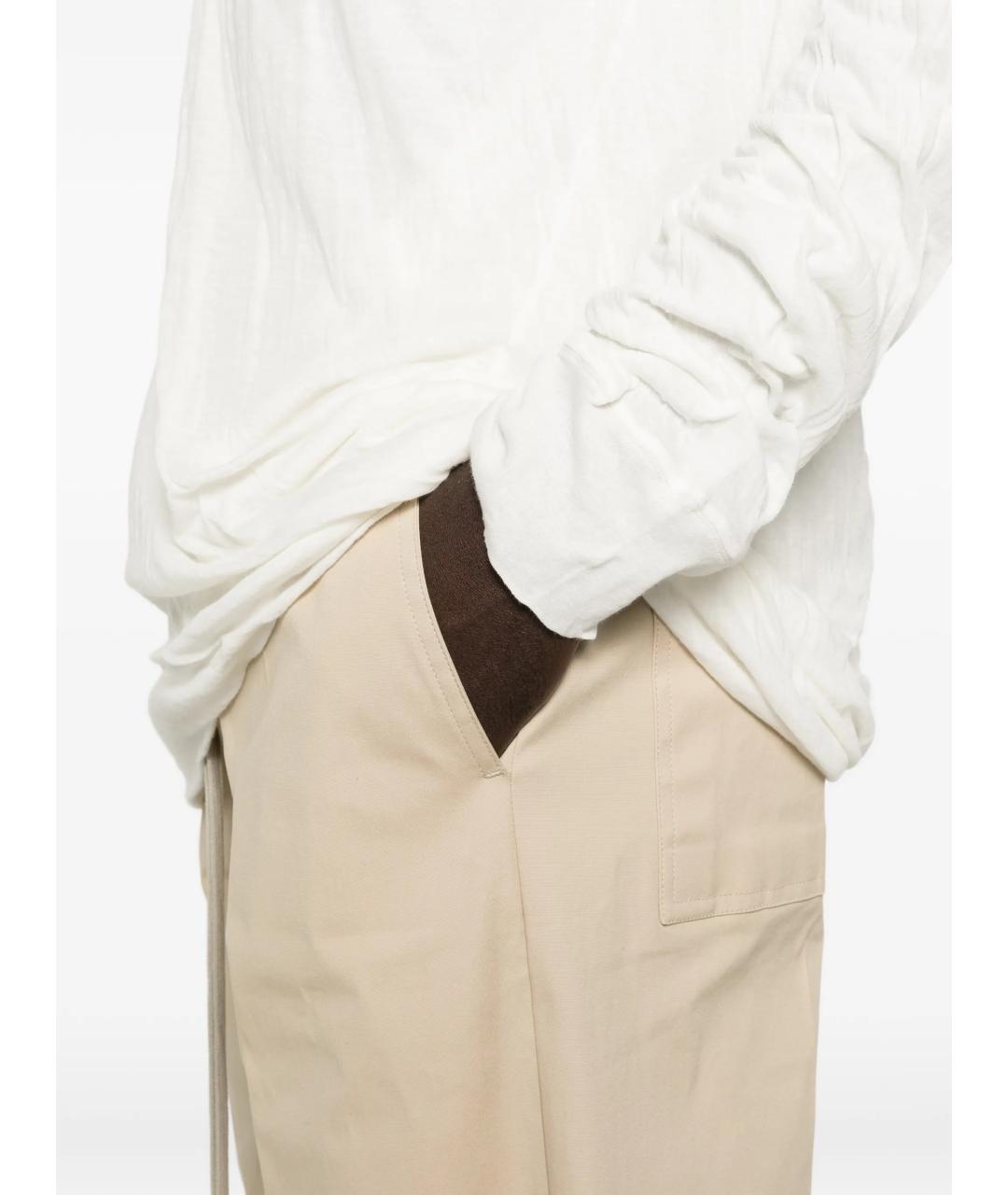 RICK OWENS Бежевые хлопко-эластановые повседневные брюки, фото 5