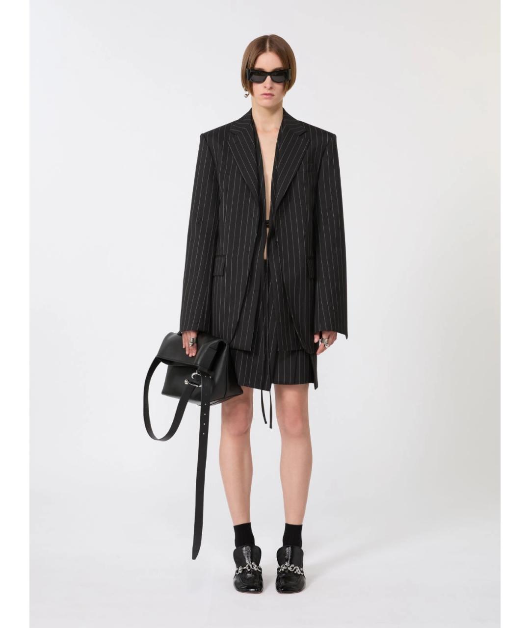 SPORTMAX Черная шерстяная юбка мини, фото 2