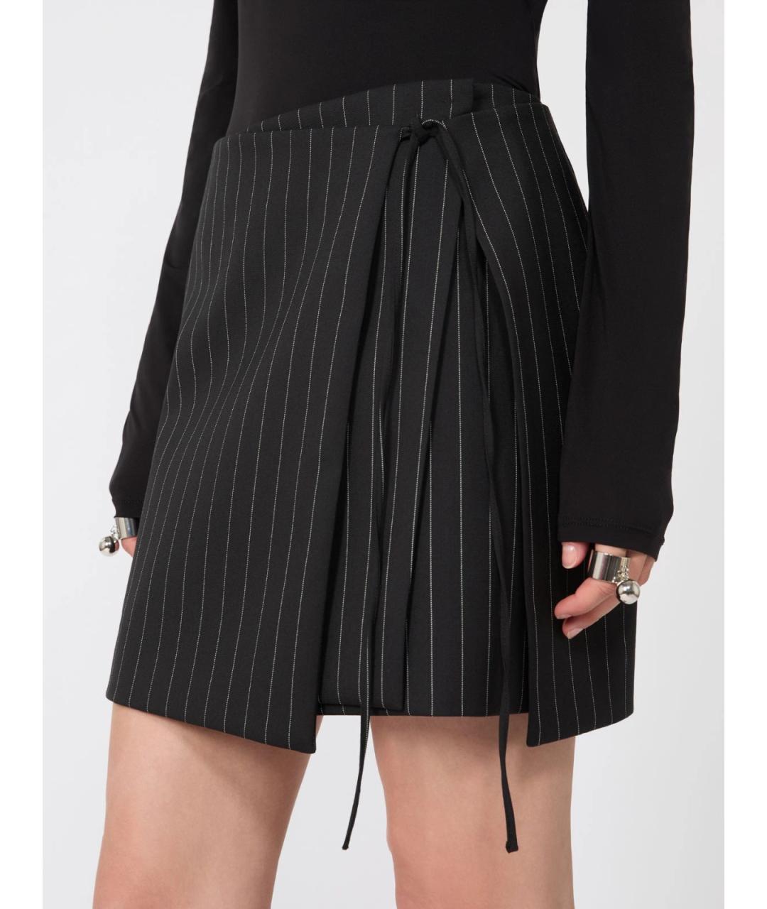 SPORTMAX Черная шерстяная юбка мини, фото 5