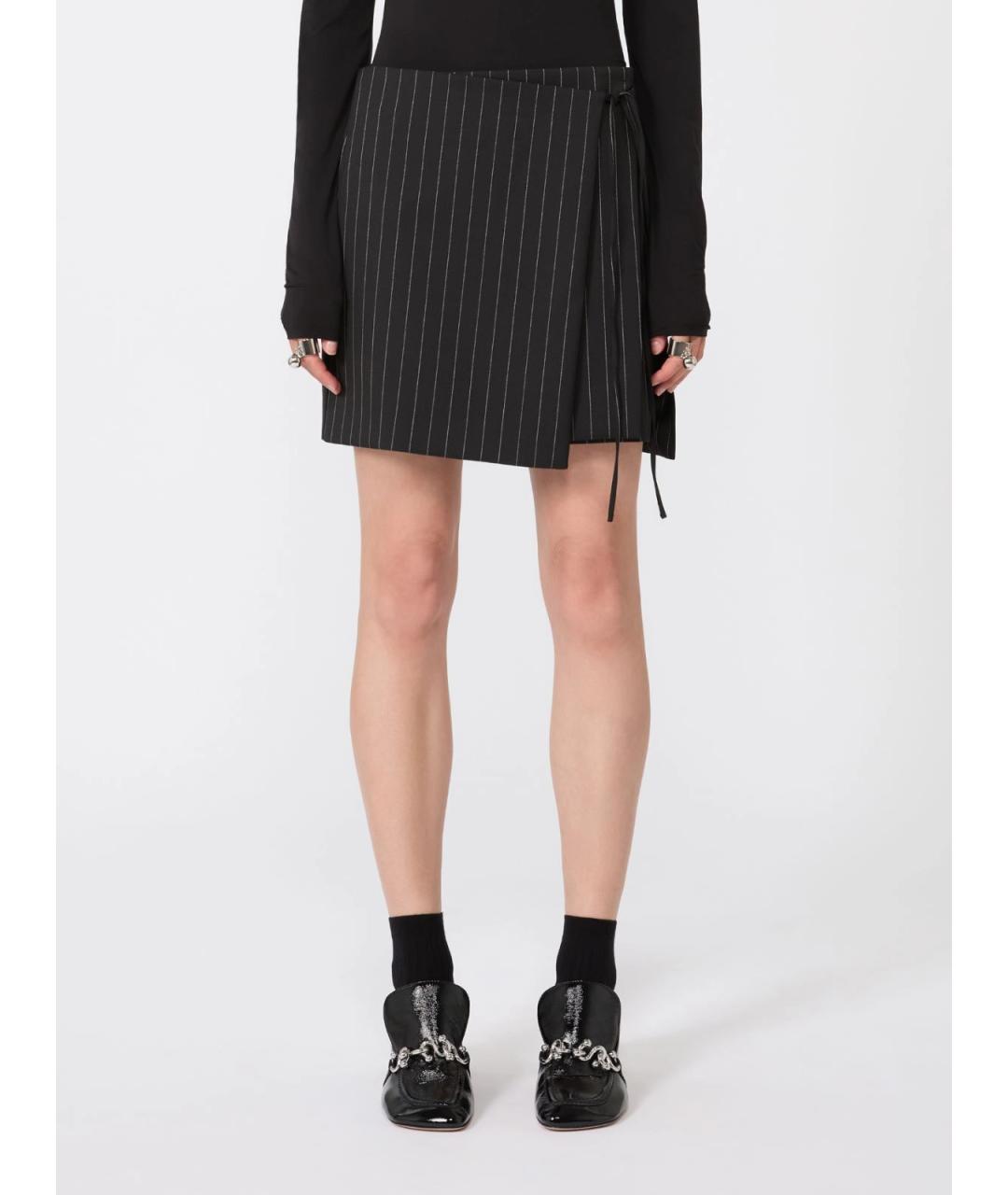 SPORTMAX Черная шерстяная юбка мини, фото 3