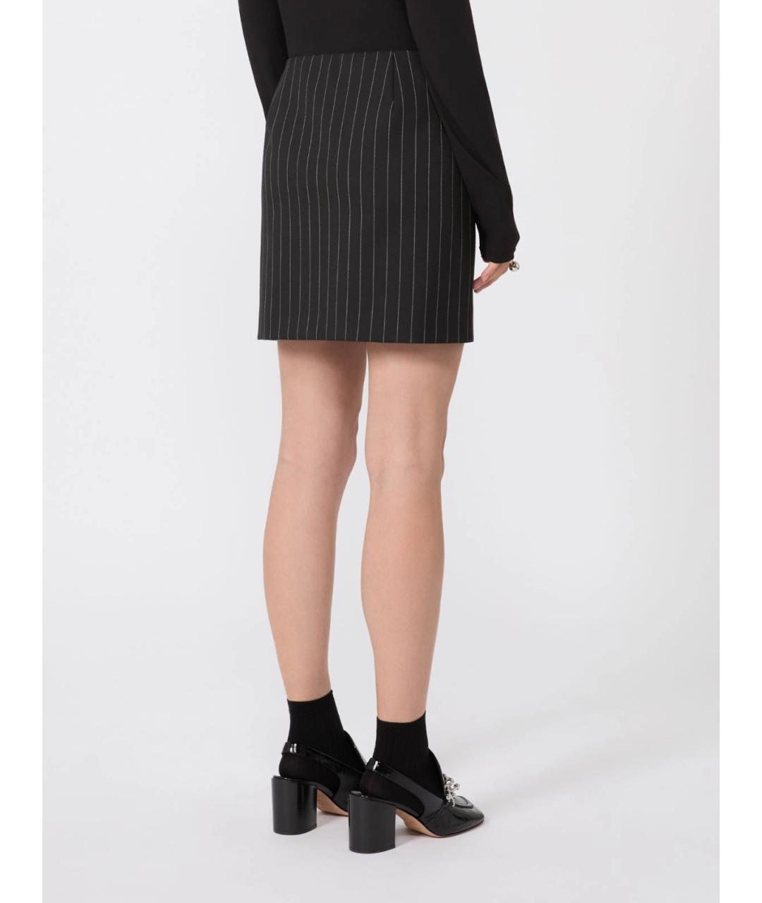 SPORTMAX Черная шерстяная юбка мини, фото 4