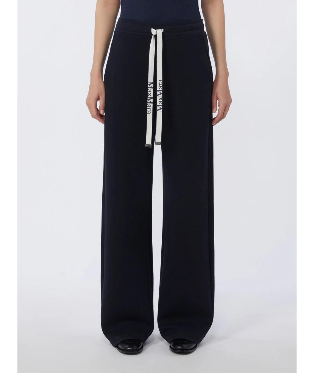 'S MAX MARA Темно-синие хлопковые прямые брюки, фото 3