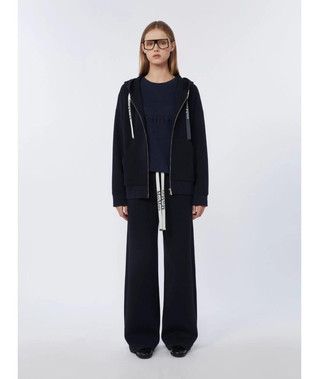 'S MAX MARA Темно-синие хлопковые прямые брюки, фото 2