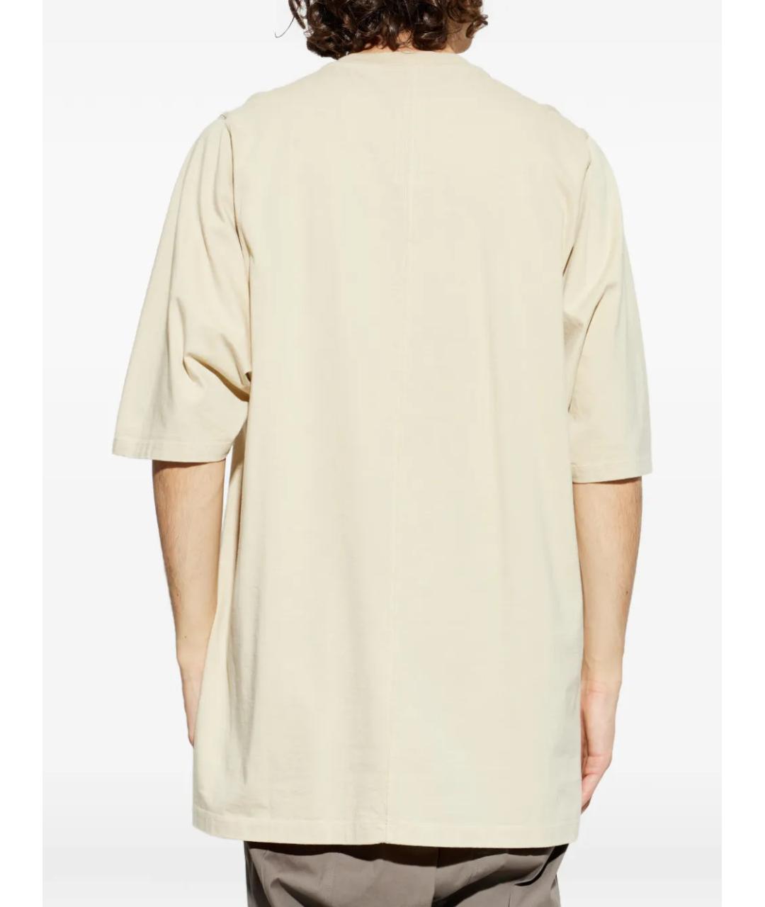 RICK OWENS Бежевая хлопковая футболка, фото 4