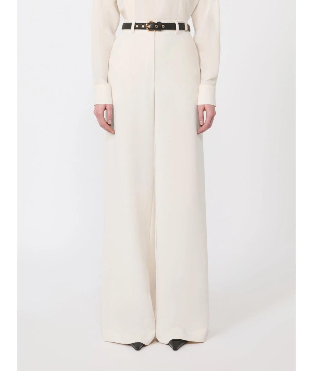 MAX MARA STUDIO Белые ацетатные брюки широкие, фото 3